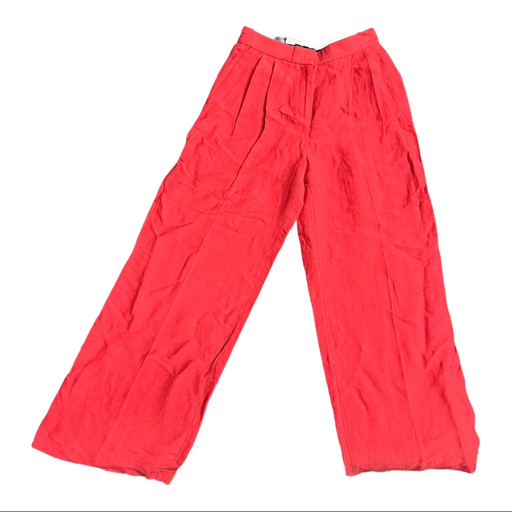 NWT Ann Taylor wide leg linen trousers, coral, 0P